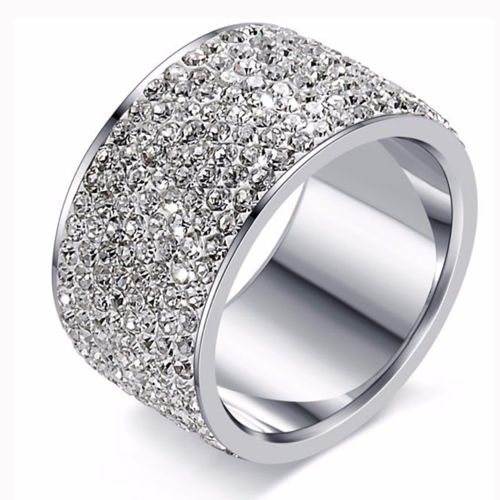 CZ Crystal Stainless Steel Ring Size 6-13